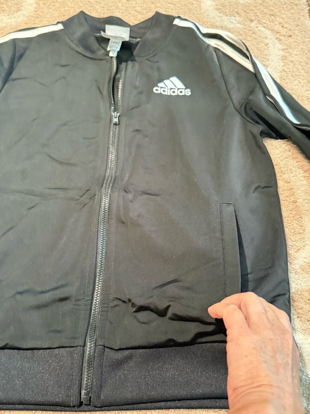 adidas Black Track Jacket with White Stripes